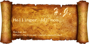 Hellinger János névjegykártya